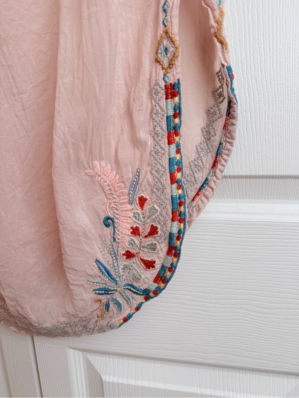 Johnny Was Silk Dusty Pink Embroidered Tunic M - Picture 3 of 13